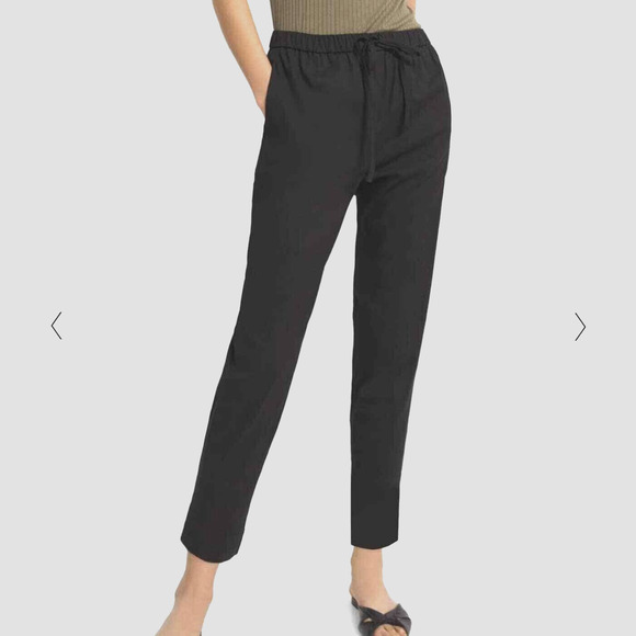 Theory Blue Cropped Treeca Jogger in Concord Stretch Linen Pockets Drawstring - Picture 1 of 9